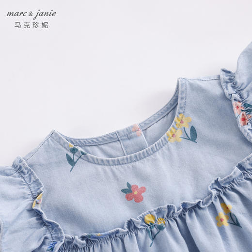 马克珍妮夏装新款 女童花边袖纯棉牛仔裙连衣裙230792 商品图2
