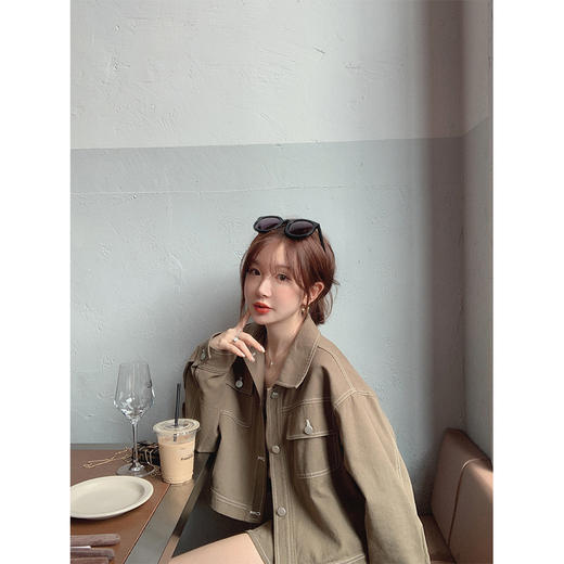 XS码数 金蘑菇菇 west village工装套/环保洗水 时髦甜酷工装短外套 商品图3