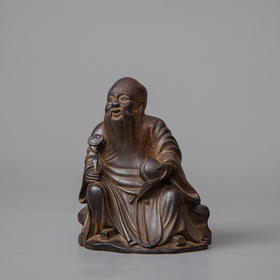 清 紫檀雕东方朔偷桃摆件