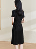 米思阳2025夏季新款时尚通勤撞色Polo领连衣裙修身显瘦大摆裙1011 商品缩略图2