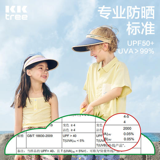 KK树儿童防晒帽宝宝遮阳男女童大帽檐空顶夏季太阳帽户外防紫外线 商品图5
