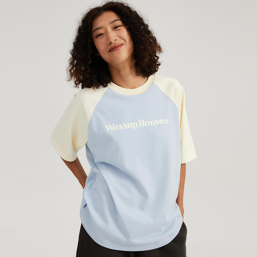 WassupHouse 基础logo拼色插肩袖短袖T恤 商品图2