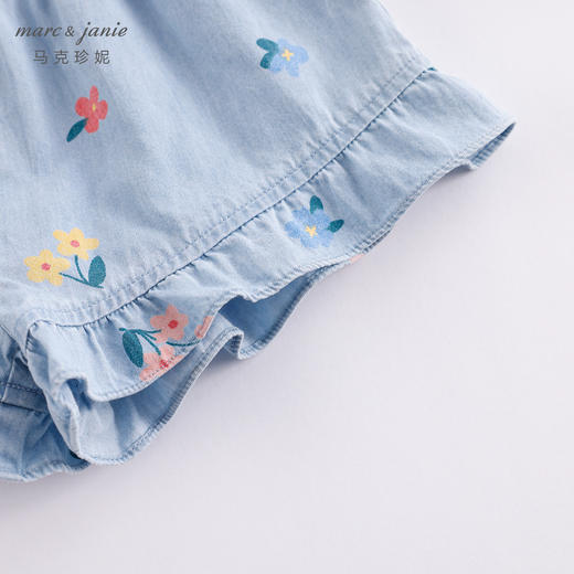 马克珍妮夏装新款 女童小花点缀花边袖纯棉短袖套装230795 商品图4