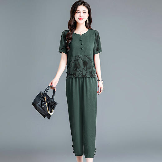 宽松休闲，夏款印花短款时尚小衫简约休闲九分哈伦裤两件套QYM-XYKL-J28-L 商品图1