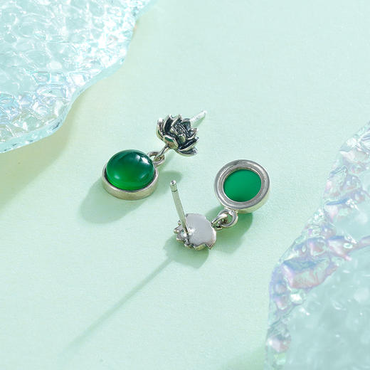 子佩集S925银【古莲】绿玉髓耳钉【FLEC106】2303 商品图5