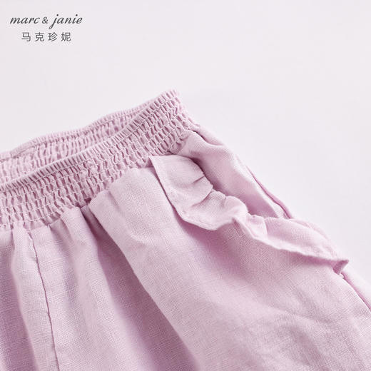 马克珍妮夏装新款 女童花边束脚亚麻休闲裤 女童裤子230991 商品图3
