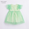 马克珍妮夏装新款裙子 女童绿格网纱拼接短袖连衣裙230982 商品缩略图3