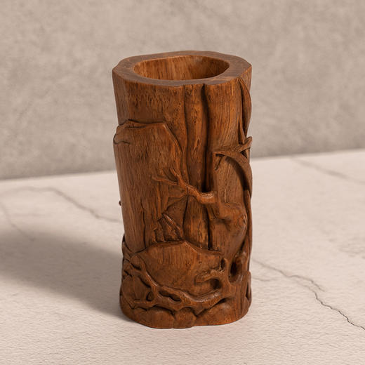 黄花梨雕草虫图笔筒 商品图4