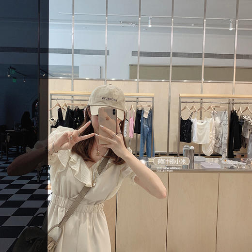 荷叶领小米S码 金蘑菇菇【盛夏真如意】法式少女方领泡泡袖上衣亚麻短袖衬衫 商品图0