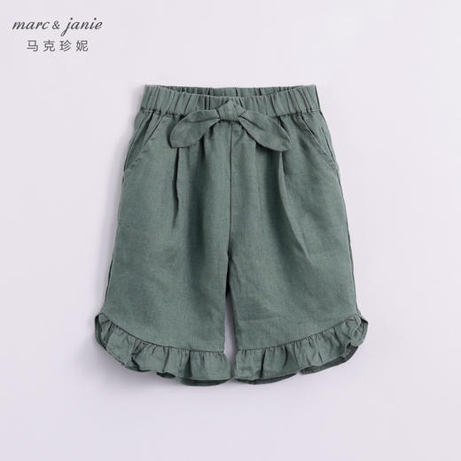 马克珍妮夏装新款 女童花边脚口透气亚麻裤子七分裤230951 商品图3