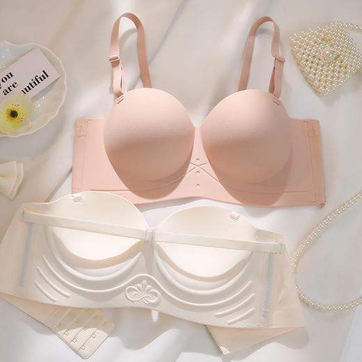 NJR8244半杯内衣女反重力小胸显大防下垂无痕无钢圈收副乳无肩带文胸 商品图1