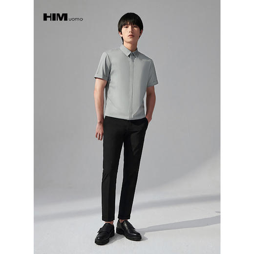 HIM漢崇  舒适斯文正装短袖衬衫男士商务易打理通勤衬衣 2026夏季 商品图2