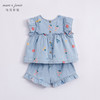 马克珍妮夏装新款 女童小花点缀花边袖纯棉短袖套装230795 商品缩略图1