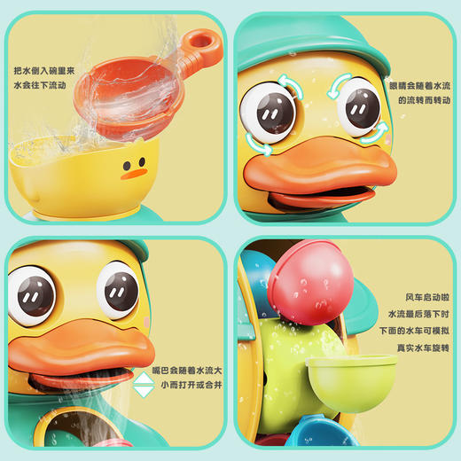 萌萌鸭旋转水车小黄鸭婴儿童戏水喷水大鸭子宝宝洗澡玩具 商品图2