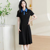 米思阳2025夏季新款时尚通勤撞色Polo领连衣裙修身显瘦大摆裙1011 商品缩略图0