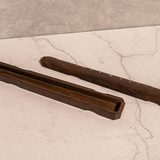 紫檀雕琴形诗文抽匣式香盒 商品图3