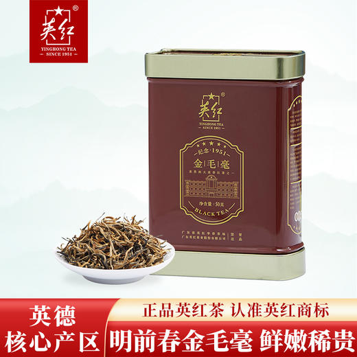 【上万颗芽头制出一斤茶】英红牌 2023明前春茶 特级金毛毫 高香有机红茶 英红九号 50g/罐（京东同款） 商品图0