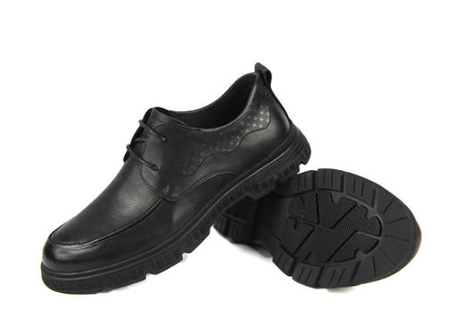 豪行春款11183291男士皮鞋真皮软底宽松黑色商务休闲男鞋系带单鞋 商品图5