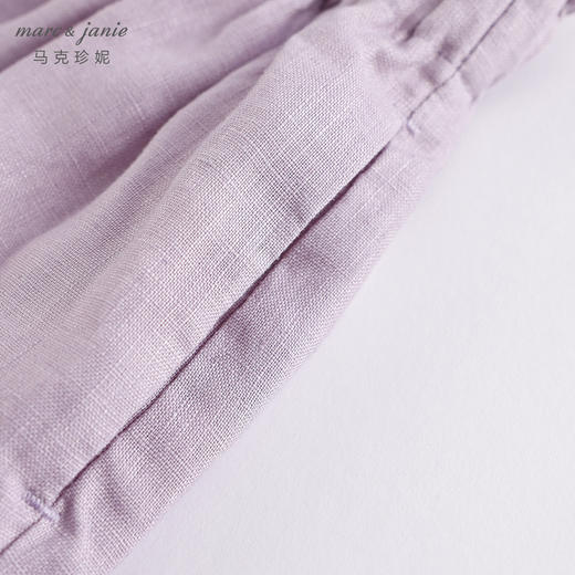 马克珍妮夏装新款 女童花边腰透气亚麻裤子九分裤230953 商品图5