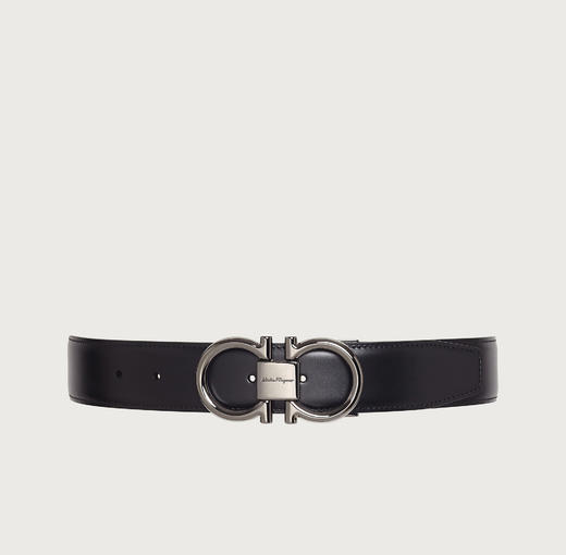 Ferragamo 菲拉格慕 男士银色扣黑色双面可调式GANCIN 真皮腰带 商品图0
