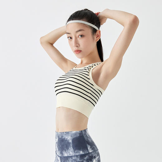 【路路精选】条纹瑜伽背心防震高强度一体杯文胸女美背瑜伽服上衣健身运动内衣 商品图2