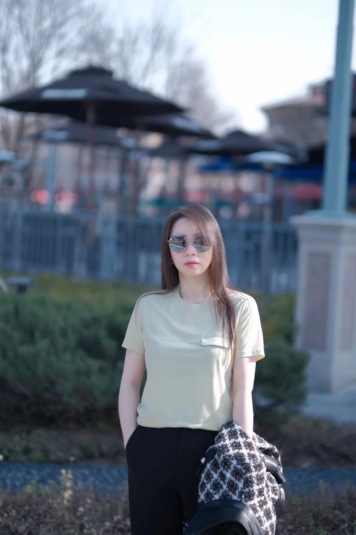 凉感维C科技 丝滑醋酸桑蚕丝短袖 圆领口袋T恤220118