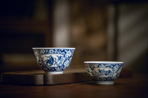 富玉窑  景德镇青花冰梅玲珑盖碗茶具套组 壶承套装 商品图3