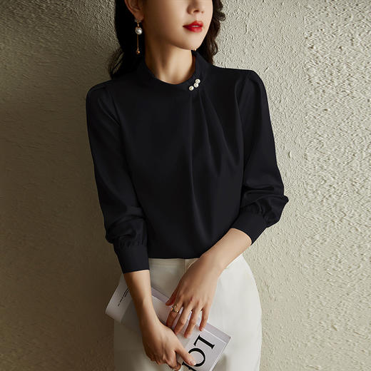 LX2023早春秋新款衬衣雪纺打底衫欧货上衣时尚洋气衬衣女 商品图3