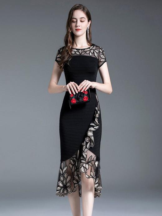 大码中老年女装宴会礼服新款刺绣妈妈连衣裙DNO-2F8759 商品图2