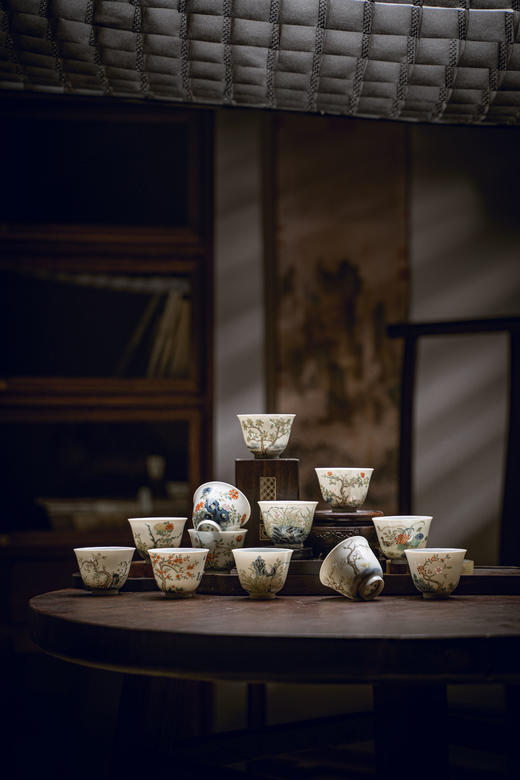 富玉窑  粉彩十二花神杯套组景德镇陶瓷主人杯单杯品茗杯茶具茶杯 商品图0