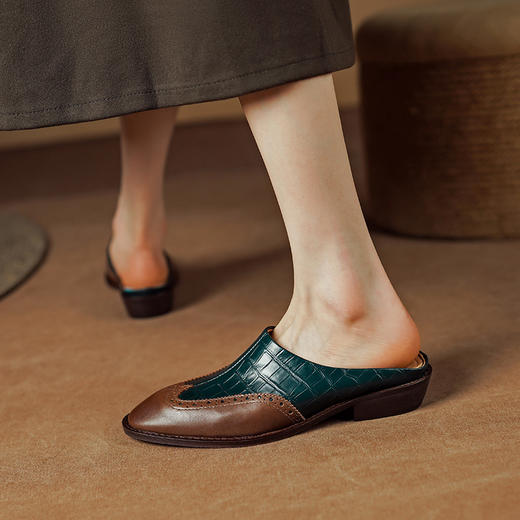 春夏新款，布洛克复古全头层皮复古质感拖鞋PS1279 商品图7