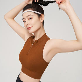 【路路精选】运动内衣一体杯固定前拉链防震高强度瑜伽背心速干女带胸垫瑜伽服