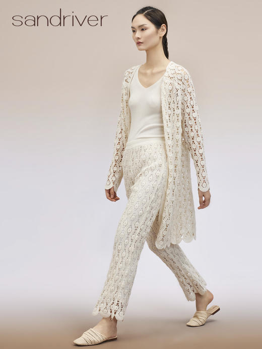 钩花羊绒长裤 SJS95K005K 商品图2