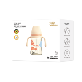 优幼超宽口PPSU奶瓶成长欢乐礼盒300ML（浅橘色）