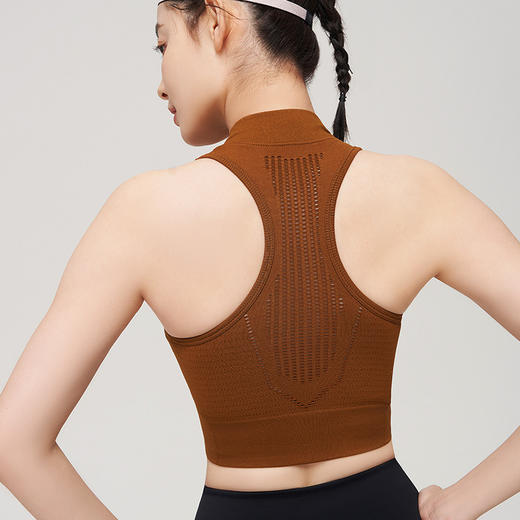 【路路精选】运动内衣一体杯固定前拉链防震高强度瑜伽背心速干女带胸垫瑜伽服 商品图2