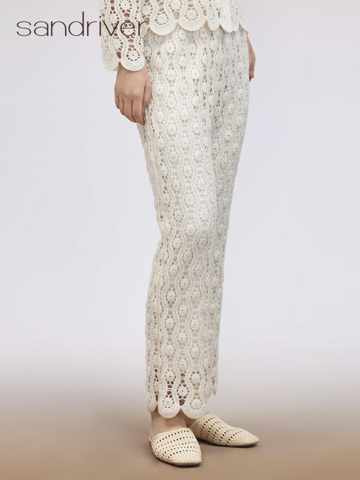 钩花羊绒长裤 SJS95K005K 商品图3