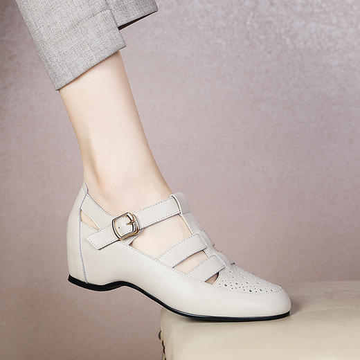 夏季新款，真皮镂空洞洞坡跟凉鞋XYM-k757 商品图6