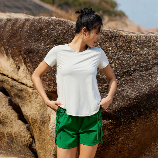 【网纱速干】宽松瑜伽健身上衣-后腰可系结短袖 商品图1