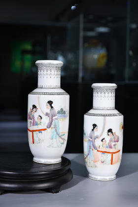 【料边人物爆竹瓶】   艺术瓷厂70年代