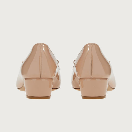 FERRAGAMO 菲拉格慕 女士皮革 VARA 蝴蝶结高跟鞋 裸色 753641 商品图1