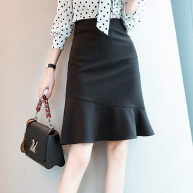 春夏新款，高腰荷叶边鱼尾裙子A字半身裙DB-A1575