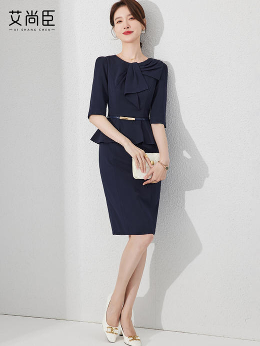 艾尚臣职业连衣裙女气质中袖夏季新款通勤正式场合裙子薄款 商品图1