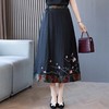 A9066半身裙2023夏季新款中式国风刺绣妈妈洋气真丝中长裙 商品缩略图1