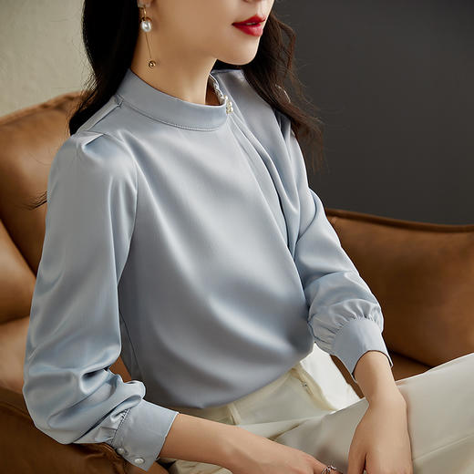 LX2023早春秋新款衬衣雪纺打底衫欧货上衣时尚洋气衬衣女 商品图1