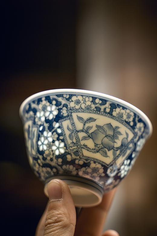 富玉窑  景德镇青花冰梅玲珑盖碗茶具套组 壶承套装 商品图1