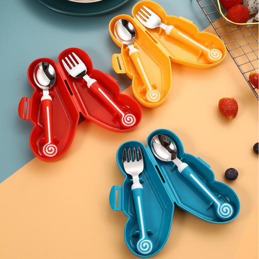 【好物推荐】不锈钢儿童勺叉 宝宝辅食勺子叉子组合餐具 商品图3