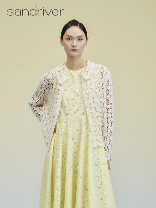 钩花衬衫领羊绒外套 SJS95W004W 商品图5