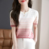 镂空显瘦短袖条纹针织衫，夏季新款短款百搭上衣薄半袖小衫CC-MLX367 商品缩略图1