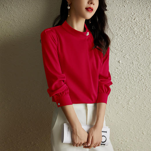 LX2023早春秋新款衬衣雪纺打底衫欧货上衣时尚洋气衬衣女 商品图2