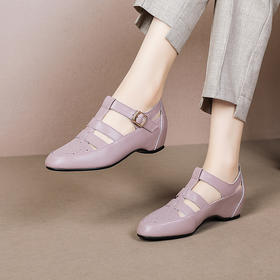 夏季新款，真皮镂空洞洞坡跟凉鞋XYM-k757